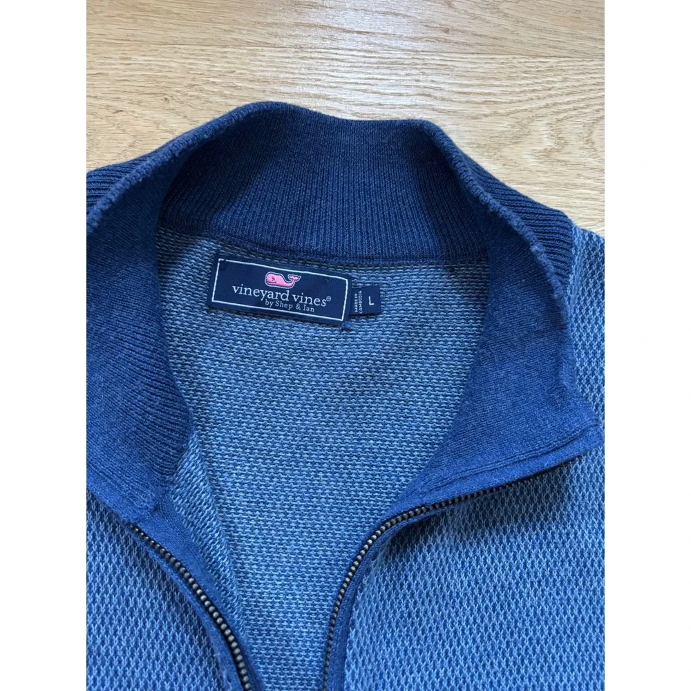 Vineyard Vines Mens Hamilton 1/4 Zip 1/2 Blue Sweater‎ Large Cotton Wool Blend